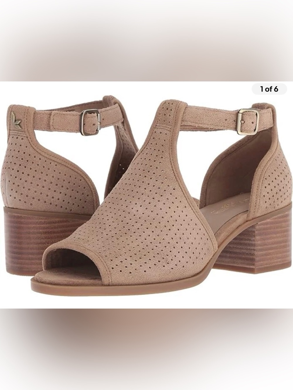 Women's Taupe Suede Perforated Peep-Toe Sandals SIZE 5